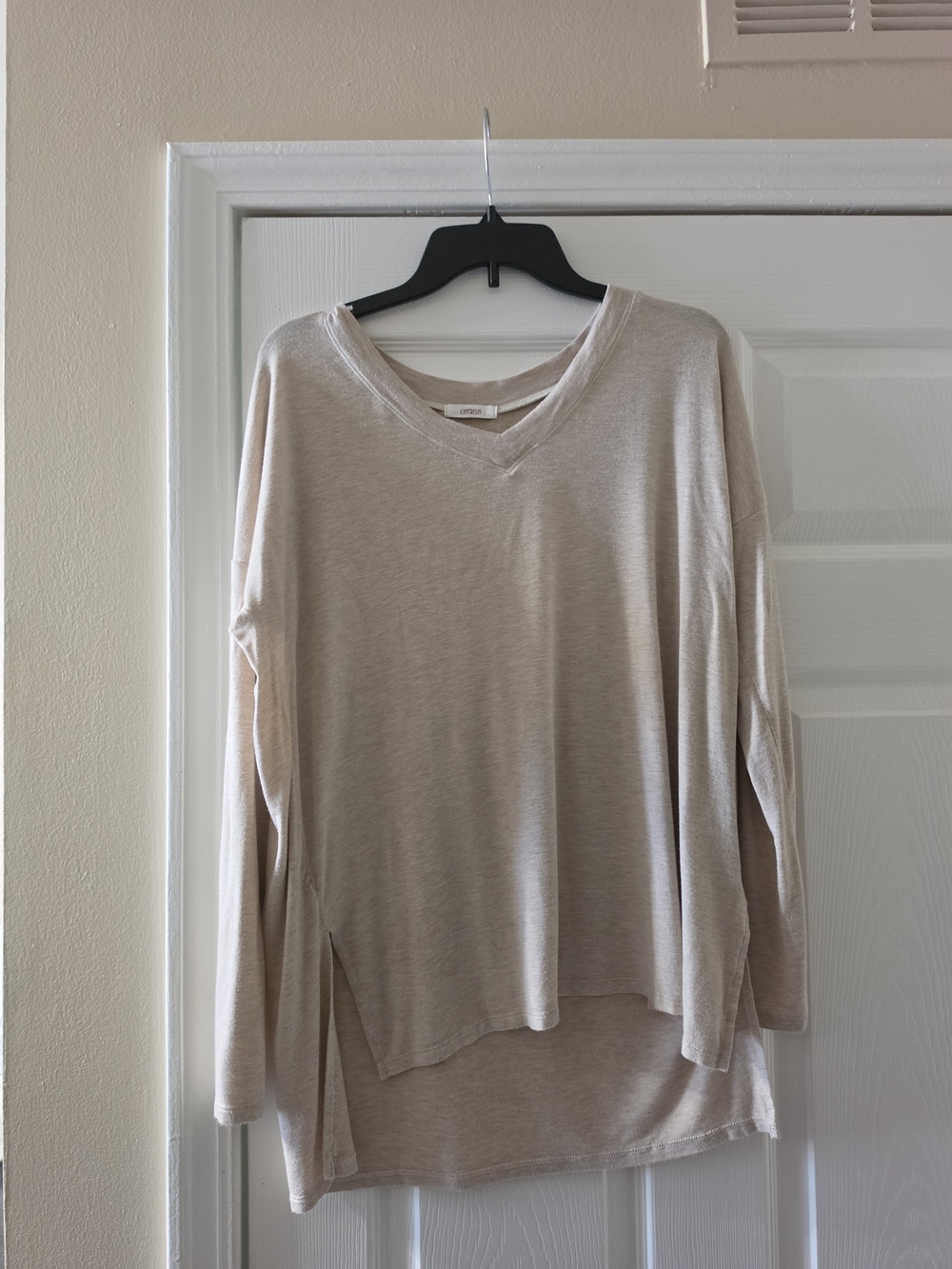 Cherish Oversized Long-sleeve Tee - Light Beige
